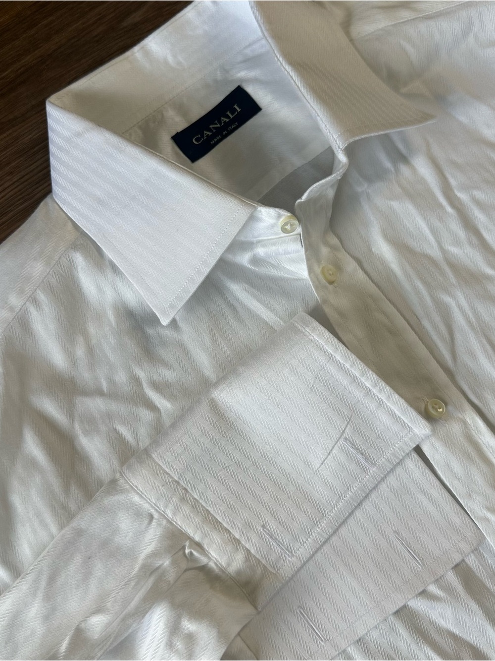 Canali Dress Shirt Mens 44-17 1/2 XL White Old Money Quiet Luxury French Cuffs